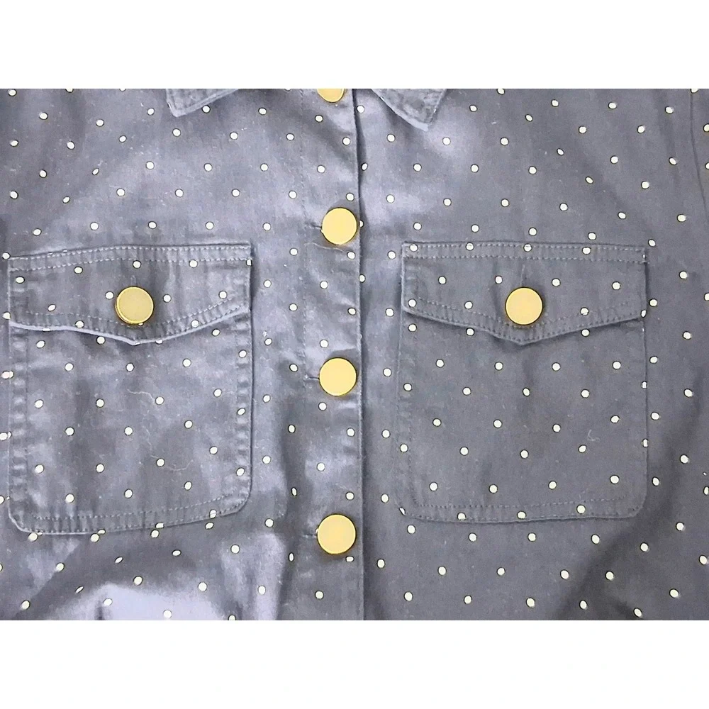 Kate & Sam Jacket Women's Large Navy Blue Polka Dot Button Rope Tie Nautical New